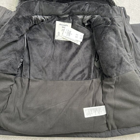 NWT Abercrombie & Fitch Boy's Snow Parka Zip Up Pockets Hood Sz 5 / 6 Black $130 - Picture 10 of 15